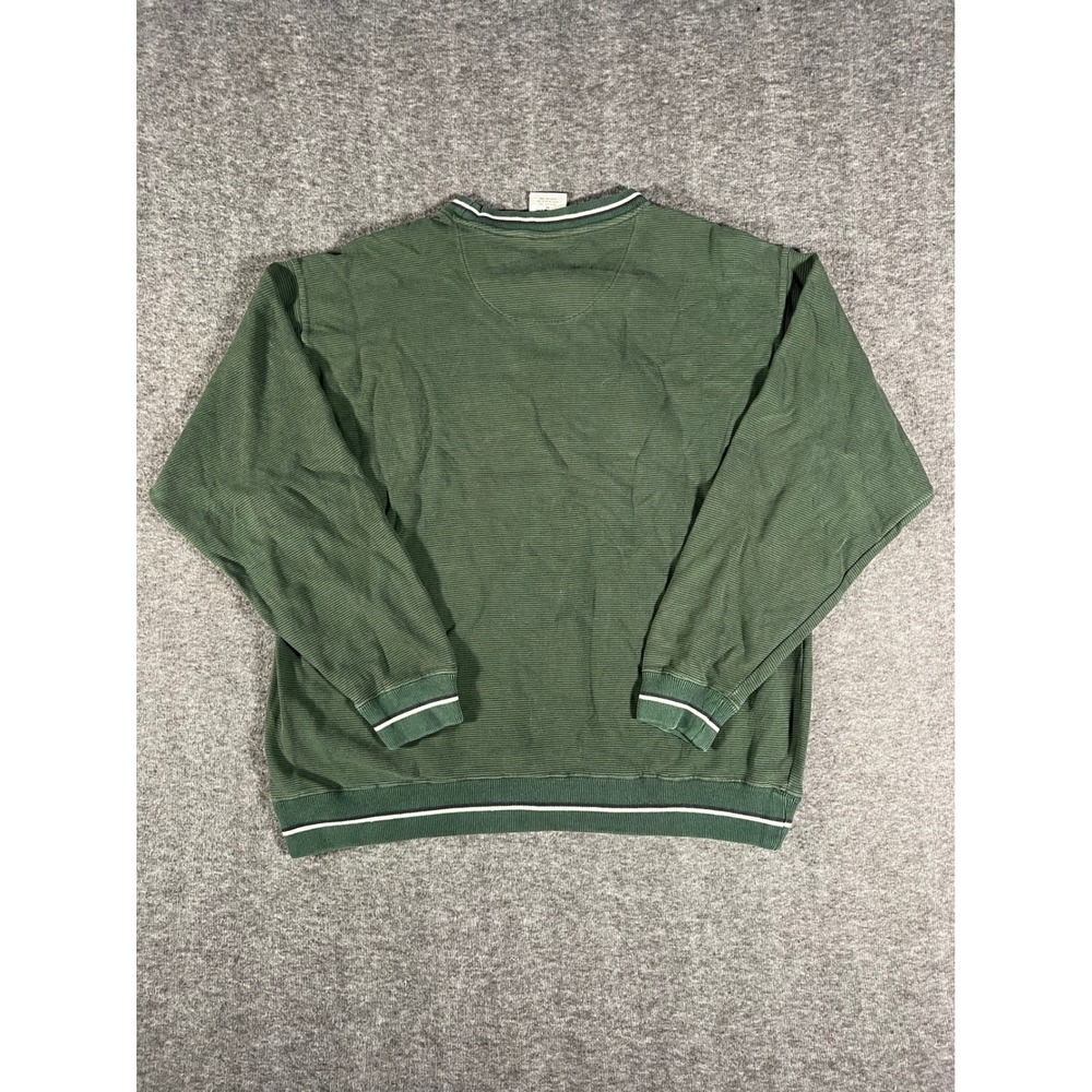 Vintage 90s Michigan State Spartans Ribbed Crewneck Sweater Green Medium Cadre - Picture 3 of 6